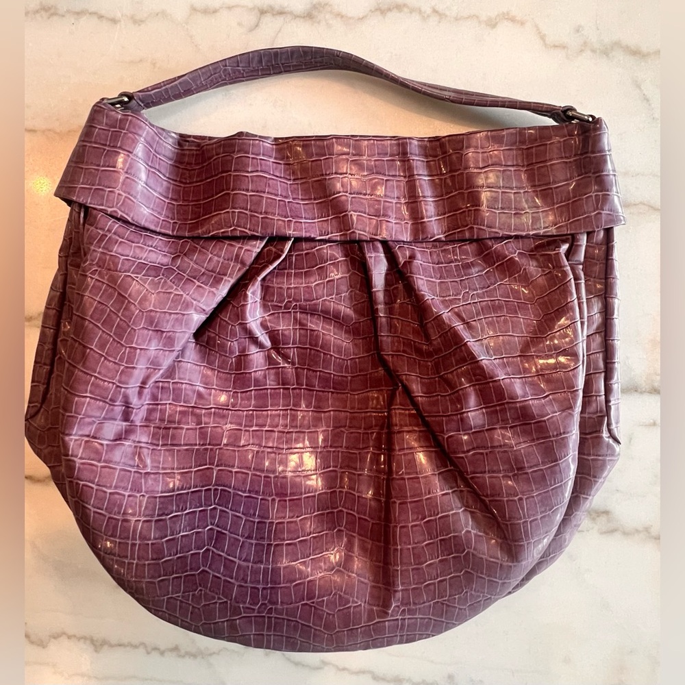 Marc By Marc Jacobs VINTAGE CrocEmbossed Purple Hobo/Sling Bag X-LARGE Crossbody - Picture 12 of 17